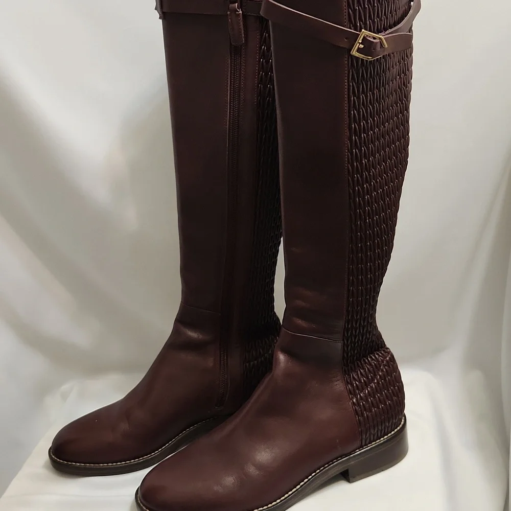 Cole Haan Grand Lexi Grand Stretch Leather Stap Riding Boots (W Size 7.5)